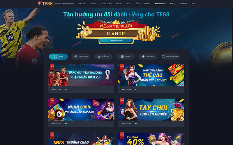 Khám phá các chương trình khuyến mãi hấp dẫn của nhà cái TF88bet