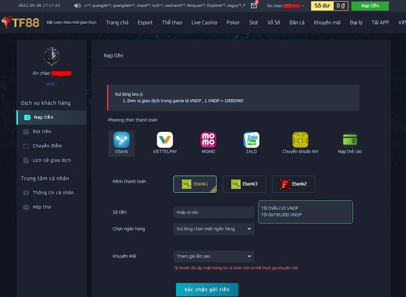 Tất cả những gì bạn cần biết về phương thức thanh toán tại nhà cái TF88bet