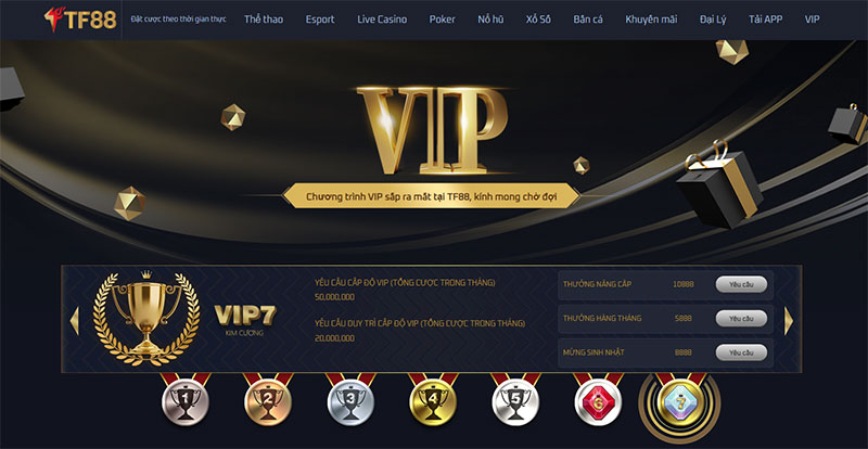 Tìm hiểu về VIP TF88bet - Đặc quyền hấp dẫn cho thành viên cao cấp của nhà cái TF88bet